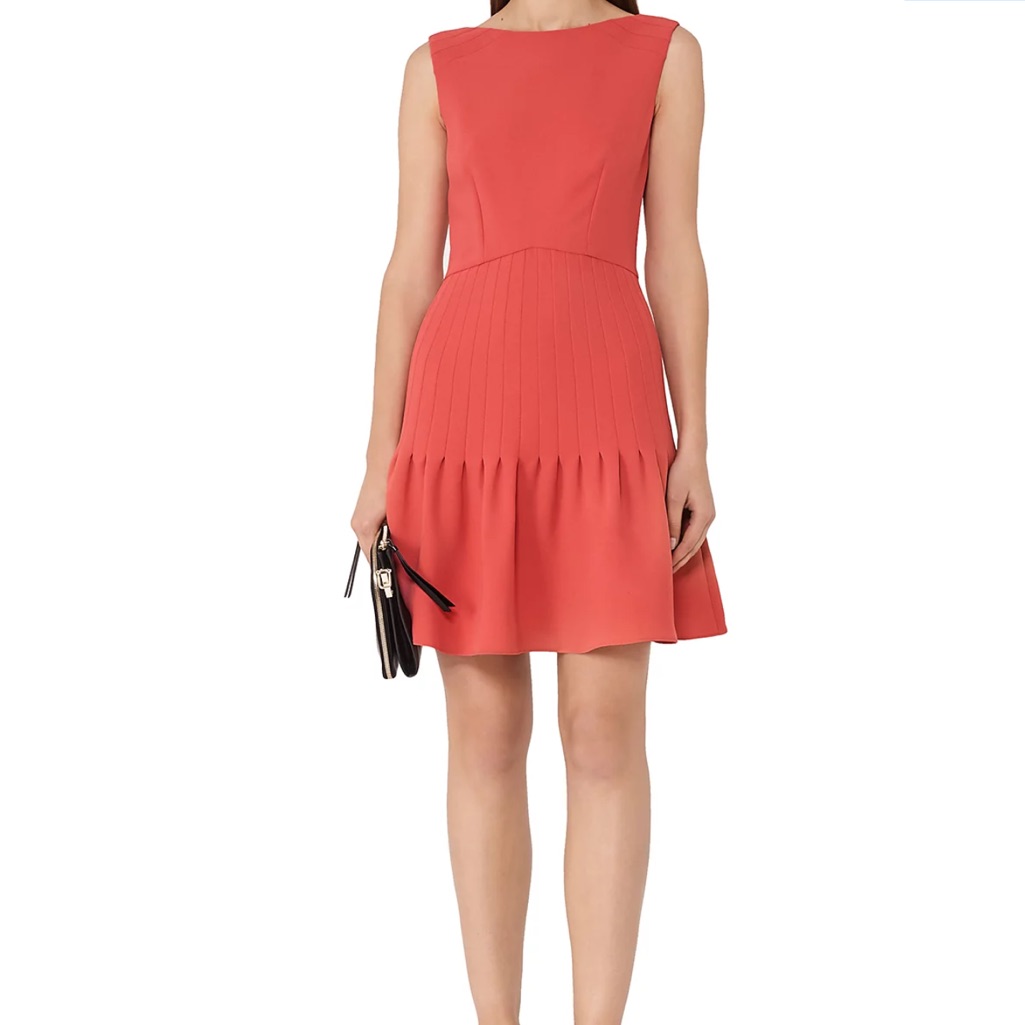 Reiss Marisa Pin Tucked A Line Mini Dress Size 8 Women Sleeveless In Lotus Red